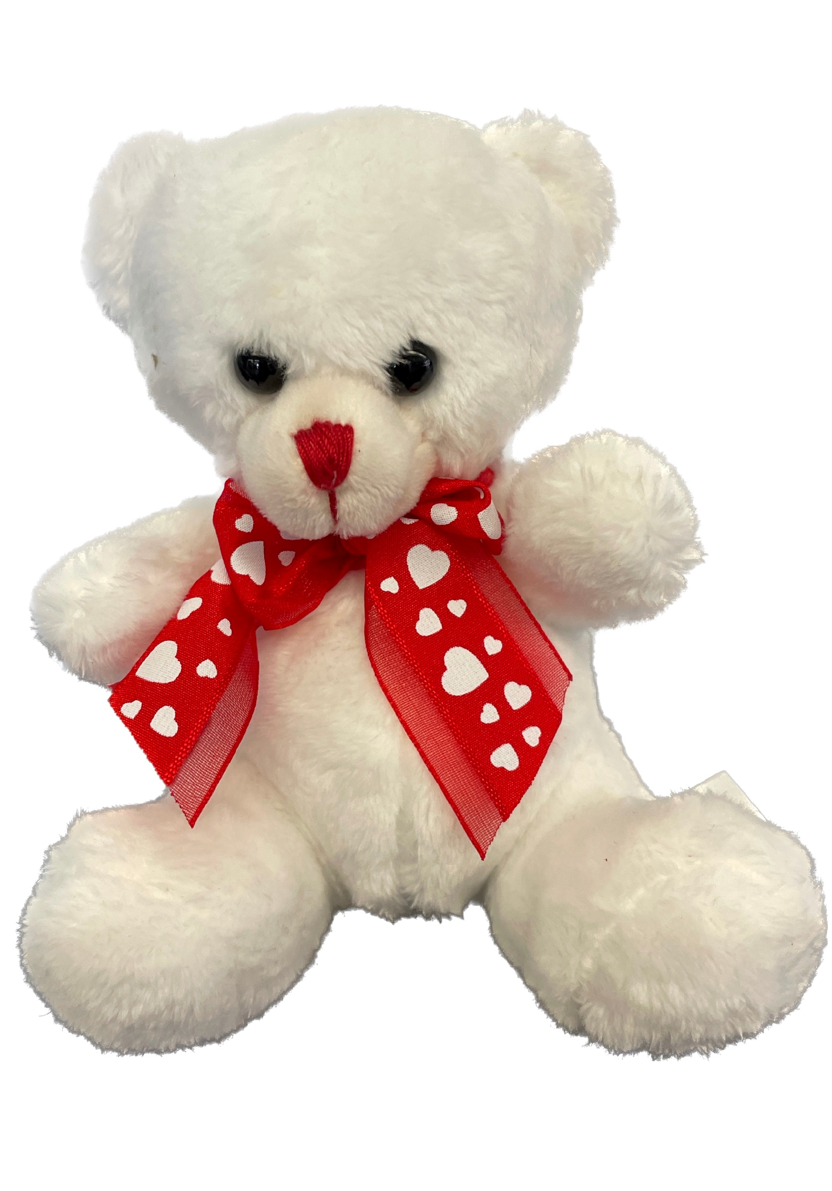 White bear with red and white bows